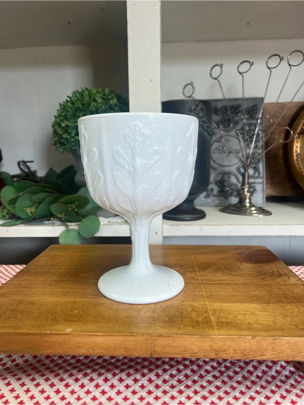 Vintage milk glass vase FTD 1975 white decor grandma core